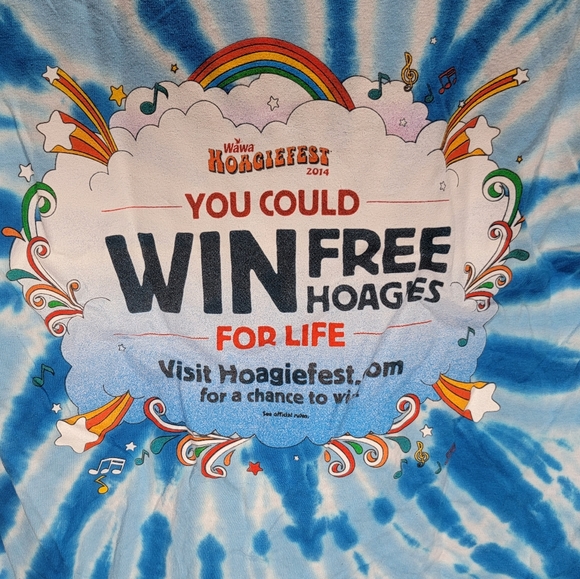 WAWA Hoagiefest 2014 Blue & White Tie-Dye Small Unisex Hoagie For Life T-Shirt! - Picture 6 of 11